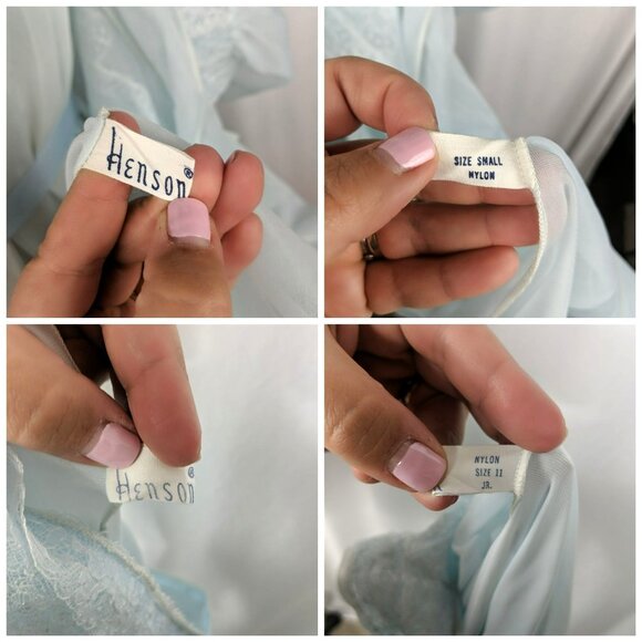 Vintage Henson Robe X Small Blue Chiffon Old Hollywood - Picture 8 of 8
